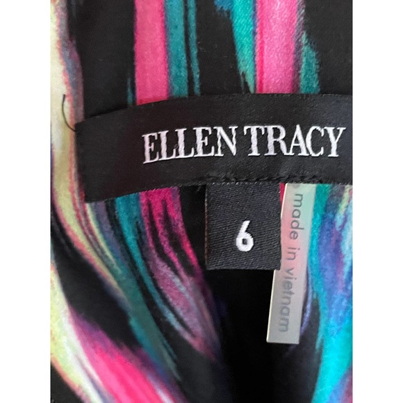 Ellen Tracy Womens Fit & Flare Mini Dress Multicolor Sleeveless V-Neck 6 - Picture 4 of 8
